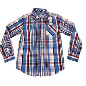 Tommy Hilfiger Plaid Boys Button Down Sz L / 16-18